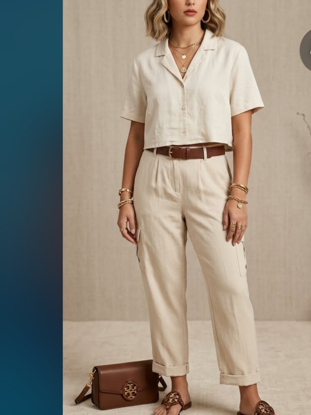 Chico’s Beige Cargo-Style Tencel / Lyocell- size 10 - ankle length